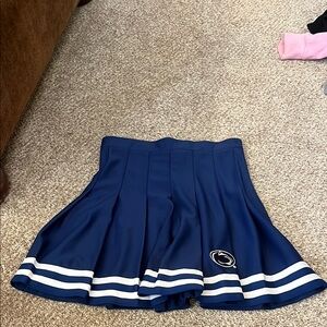 Blue Pleated Skirt with White Stripes